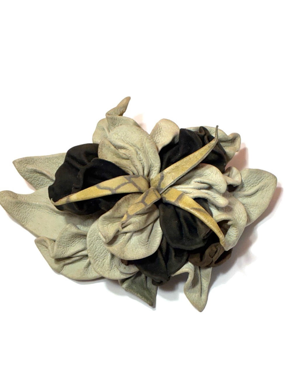 Vintage  Unique Natural Leather Barrette for Women’s Hair - Picture 3 of 15